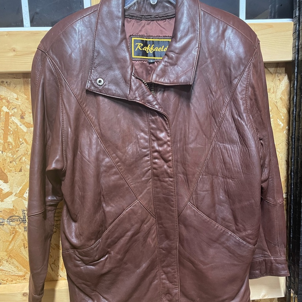 Raffaelo men brown very soft Leather Jacket size small
